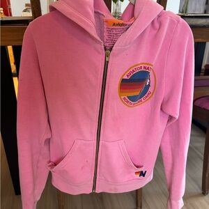 Aviator Nation Pink Sweatshirt Hoodie with Vibrant Design